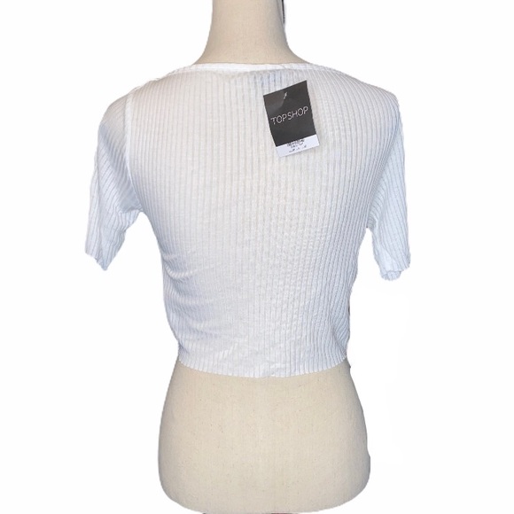 NWT Topshop Ribbed White Crop Top - Picture 2 of 4